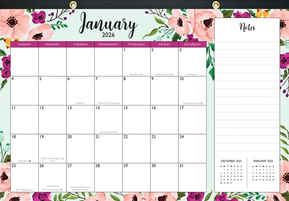 2026 Floral Desk Pad and Wall Calendar (11 X 17) - (12-Month Calendar with 152 Bonus Stickers!) by 