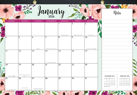 2026 Floral Desk Pad and Wall Calendar (11 X 17) - (12-Month Calendar with 152 Bonus Stickers!) by 