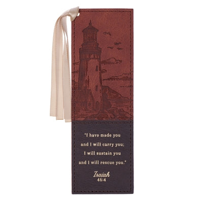 Bookmark Faux Leather Two-Tone Brown I Will Carry You Isa. 46:4 by Christian Art Gifts