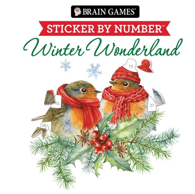 Brain Games - Sticker by Number Compact Edition: Winter Wonderland 7x7 Inches Cozy Winter Activity, Travel Size Activity Book for Adults & Kids 7+ by Publications International Ltd