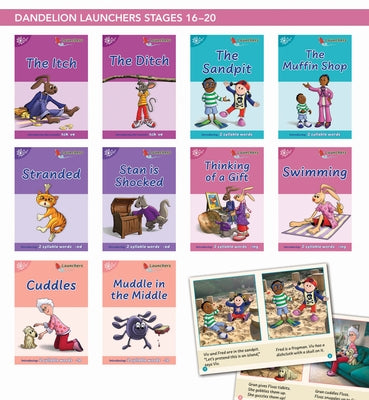 Phonic Books Dandelion Launchers Stages 16-20: Decodable Books for Beginner Readers 'Tch' and 'Ve', Two-Syllable Words, Suffixes -Ed and -Ing and Spel by Phonic Books