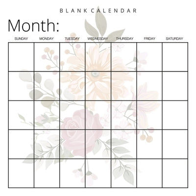Blank Calendar: Pretty Flowers, Undated Planner for Organizing, Tasks, Goals, Scheduling, DIY Calendar Book by Llama Bird Press