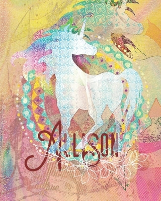 Allison: Colorful Rainbow Unicorn - 100 Pages 8"X10" Girl's Composition Wide Ruled Notebook by Geeky Fairy, Unicorn