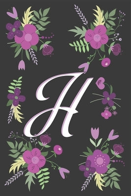 H: Letter H Initial Monogram Notebook, for Kids, Girls & Women - Pink Floral with letter H glossy and smooth finish cover by Journals, Mimizo