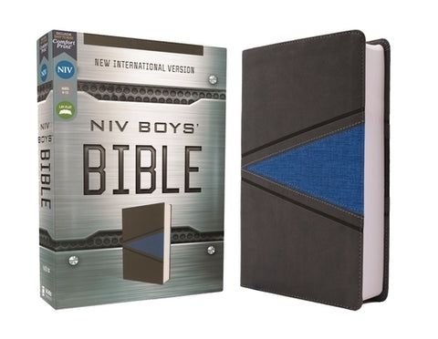 Niv, Boys Bible, Leathersoft, Gray/Blue, Comfort Print by Zondervan