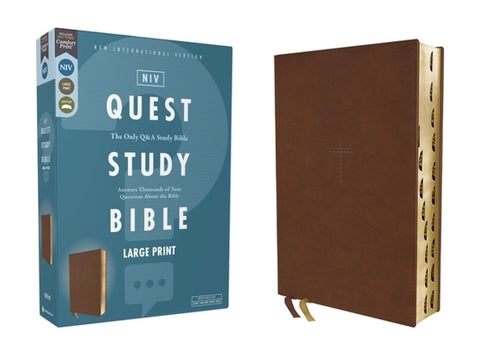 Niv, Quest Study Bible, Large Print, Leathersoft, Brown, Thumb Indexed, Comfort Print: The Only Q and A Study Bible by Christianity Today Intl