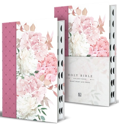KJV Holy Bible, Giant Print Large Format, Hardcover Pink Floral Design with Cloth with Ribbon Marker, Red Letter, and Thumb Index by King James Version