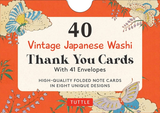 40 Thank You Cards in Vintage Japanese Washi Designs: 4 1/2 X 3 Inch Blank Cards in 8 Unique Designs, Envelopes Included by Tuttle Studio