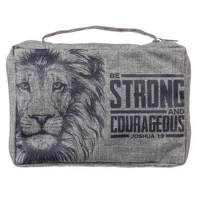 Christian Art Gifts Bible Cover Value Gray Strong & Courageous Jsh. 1:9, Large by Christian Art Gifts