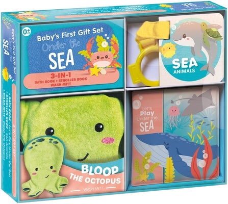 Baby's First Gift Set Under the Sea: Soft Baby Wash Mitt for Toddlers 1-3, Stroller Book, Waterproof Bath Books - Best Newborn Baby Gifts by Crackboom! Books