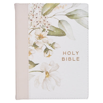 KJV Note-Taking Bible Faux Leather Hc Gray Floral Printed by Christian Art Gifts