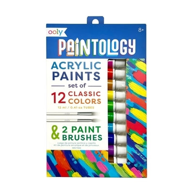 Paintology Acrylic Paints + 2 Brushes - Classic Colors (14 PC Set) by Ooly