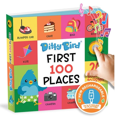 Ditty Bird First 100 Places Interactive Sound Book for Toddlers 1- 3 Speech Therapy Educational Learning Books for 1 Year Old by Ditty Bird
