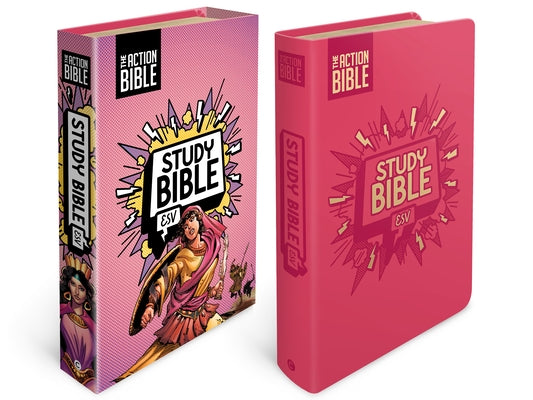 The Action Bible Study Bible Esv, Leathersoft, Pink, Full Color by David C Cook