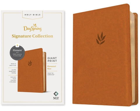 NLT Personal Size Giant Print Bible, Dayspring Signature Collection, Filament Enabled (Leatherlike, Classic Tan, Red Letter) by New Living Translation