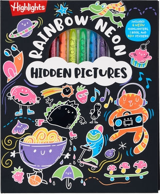 Rainbow Neon Hidden Pictures: Rainbow Activity Book with Neon Markers and Over 40 Stickers, Fun Sticker Puzzle Book for Creative Kids Ages 6-12 by Highlights