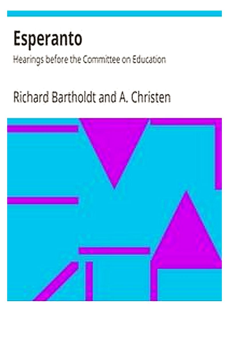 Esperanto: Hearings before the Committee on Education