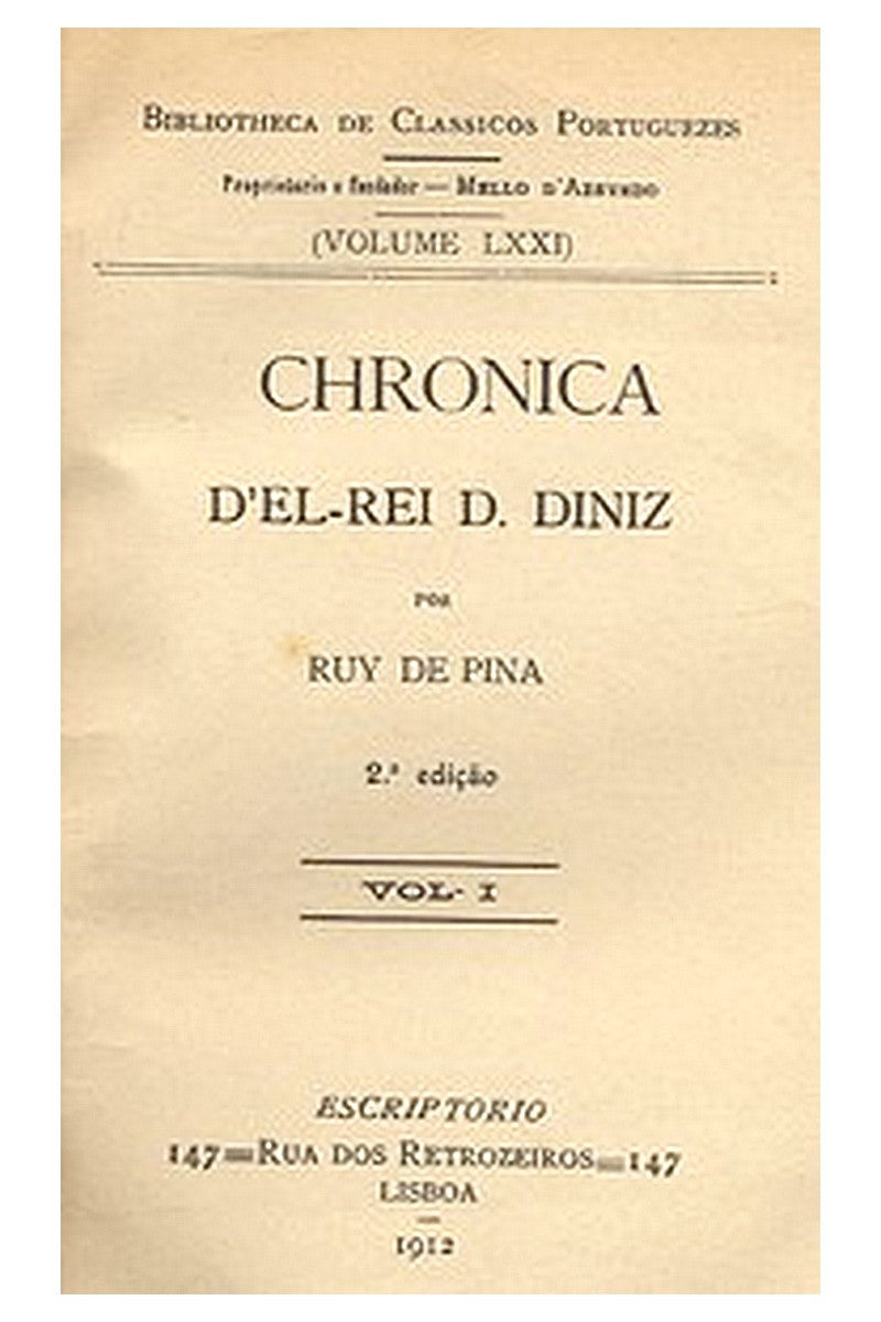 Chronica d'el rei D. Diniz (Vol. I)