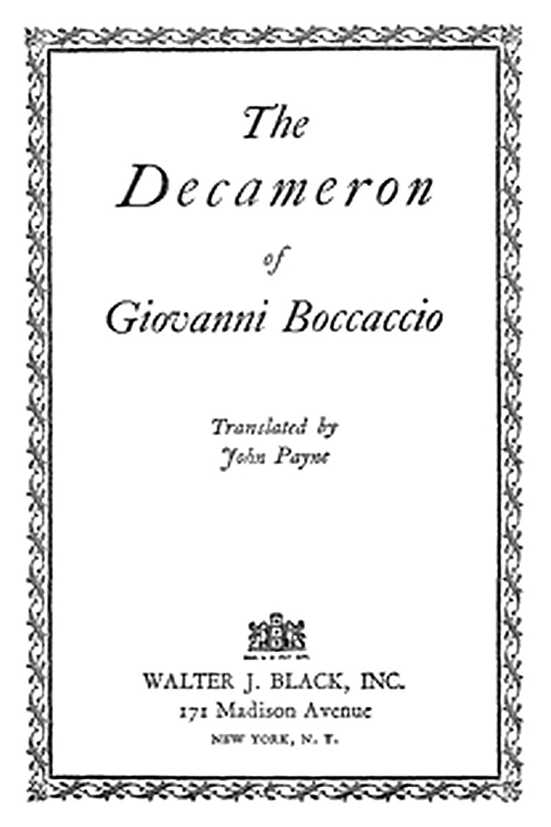 The Decameron of Giovanni Boccaccio