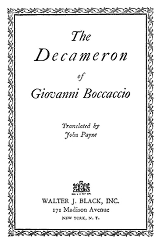 The Decameron of Giovanni Boccaccio