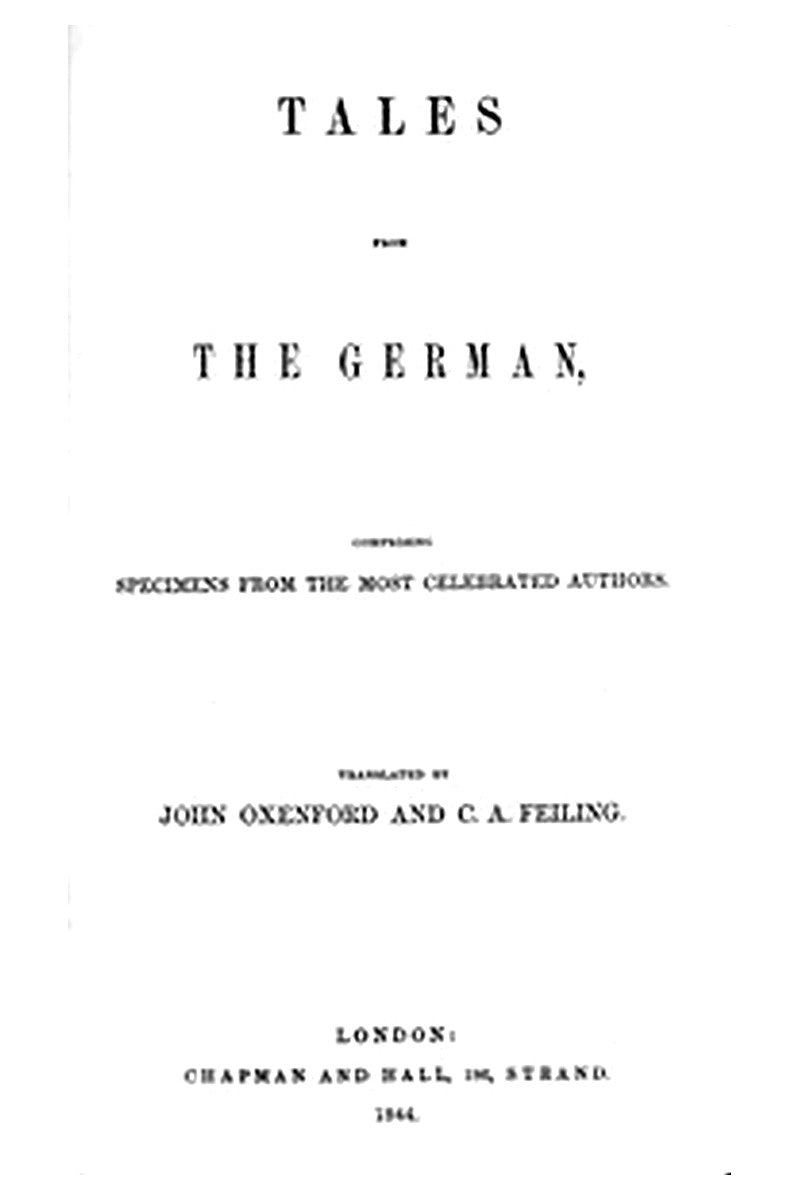 Tales from the German, Comprising specimens from the most celebrated authors