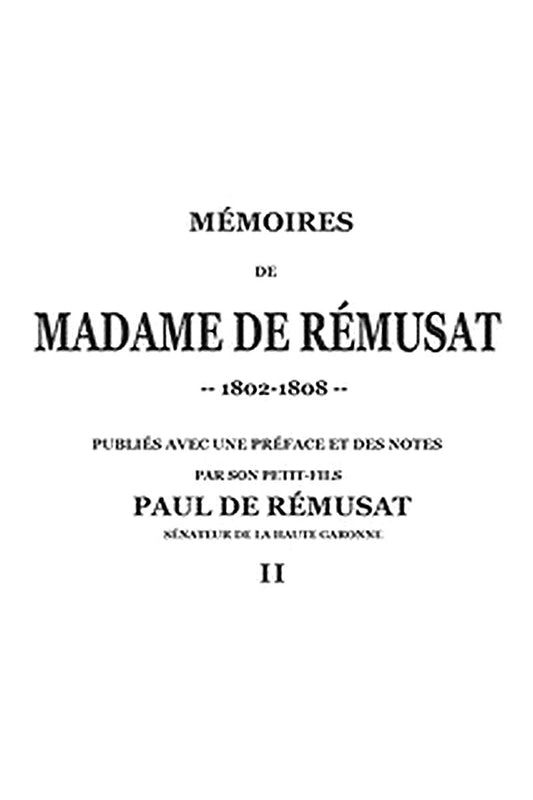 Mémoires de madame de Rémusat (2/3)