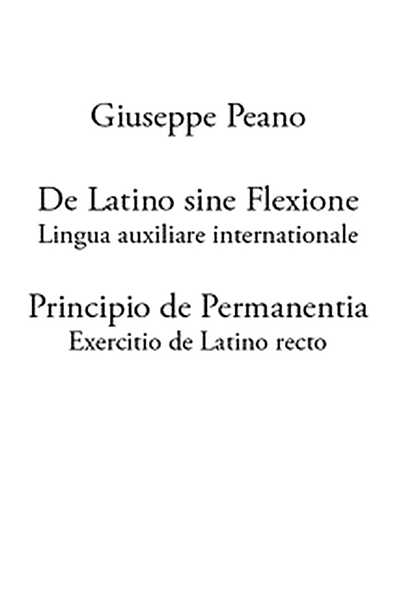 De Latino sine Flexione Principio de Permanentia