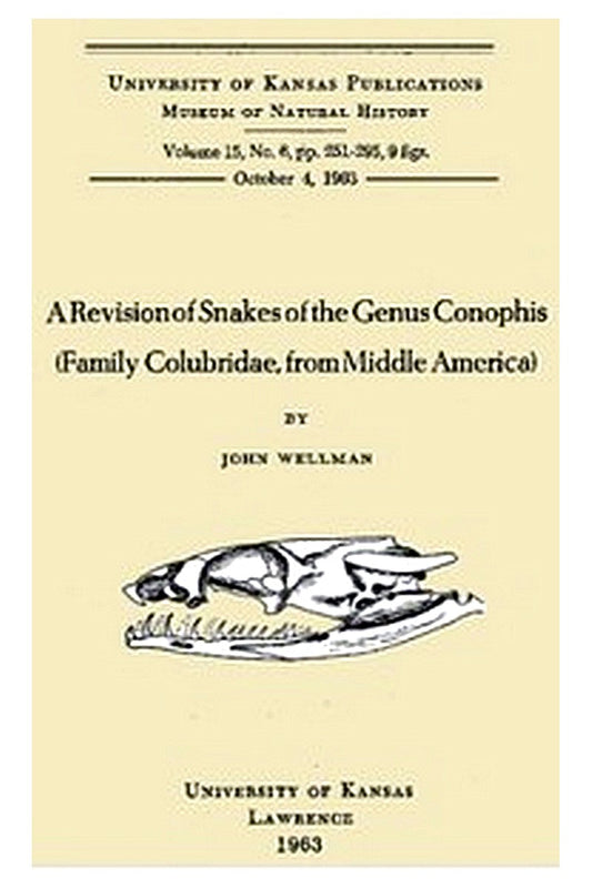 A Revision of Snakes of the Genus Conophis (Family Colubridae, from Middle America)