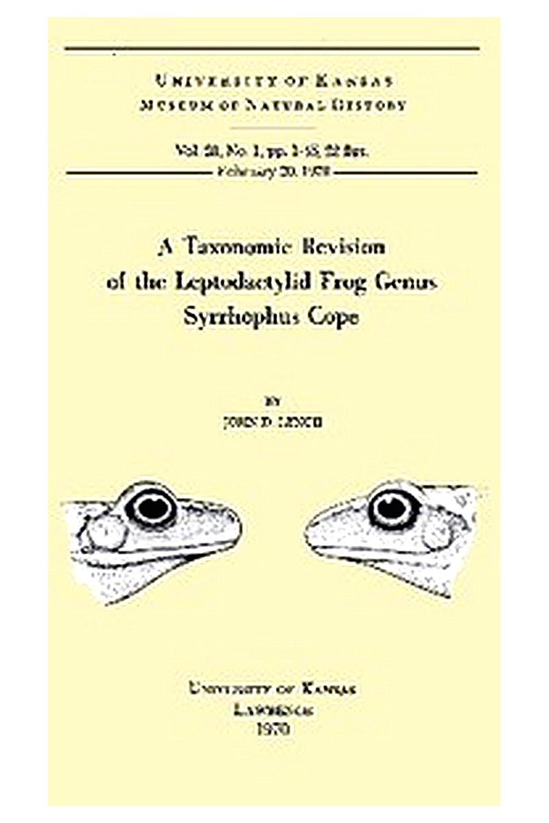 A Taxonomic Revision of the Leptodactylid Frog Genus Syrrhophus Cope