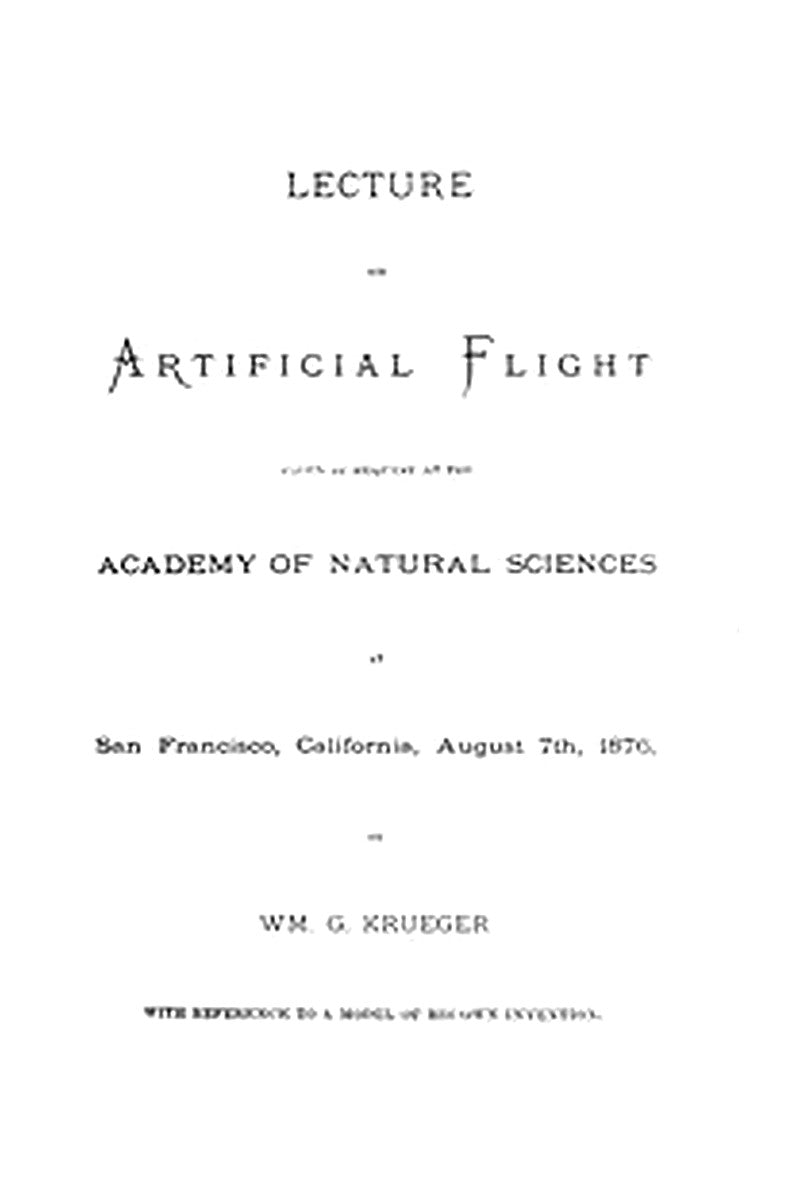Lecture on Artificial Flight