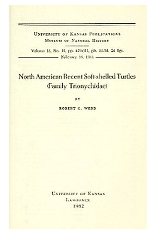 North American Recent Soft-Shelled Turtles (Family  Trionychidae)
