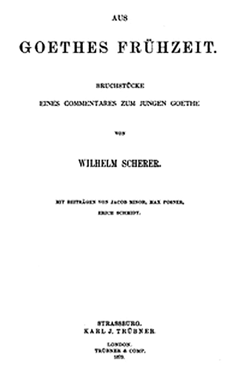 Aus Goethes Frühzeit