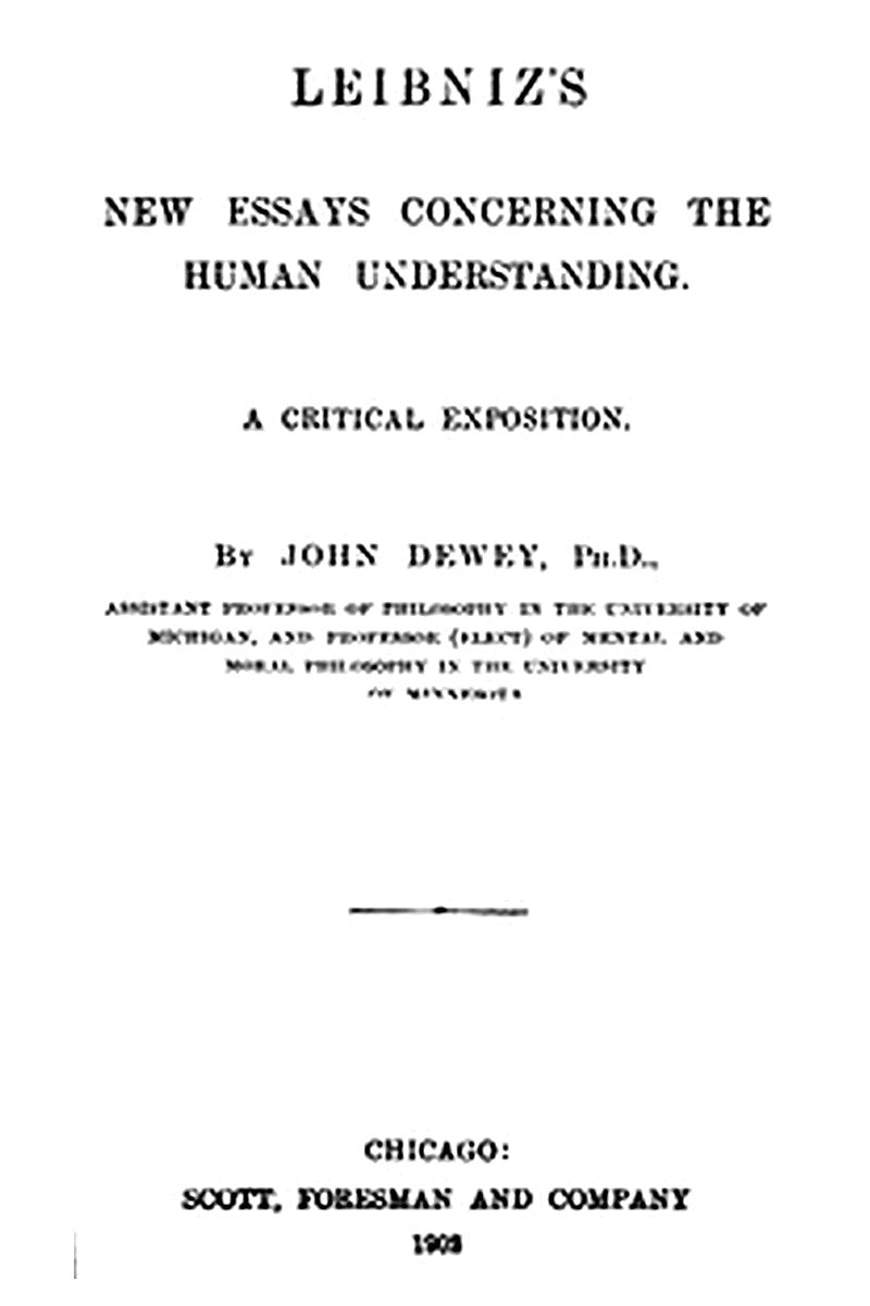 Leibniz's New Essays Concerning the Human Understanding: A Critical Exposition