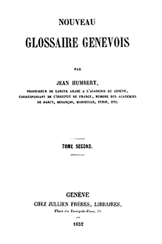 Nouveau Glossaire Genevois, tome 2/2