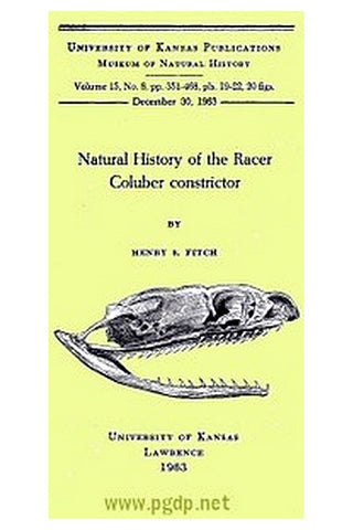 Natural History of the Racer Coluber constrictor