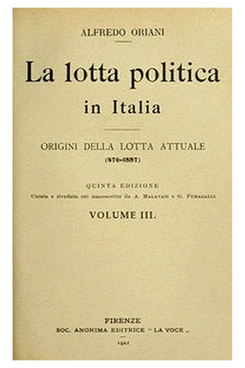 La lotta politica in Italia, Volume 3 (of 3)
