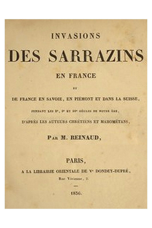 Invasions des Sarrazins en France
