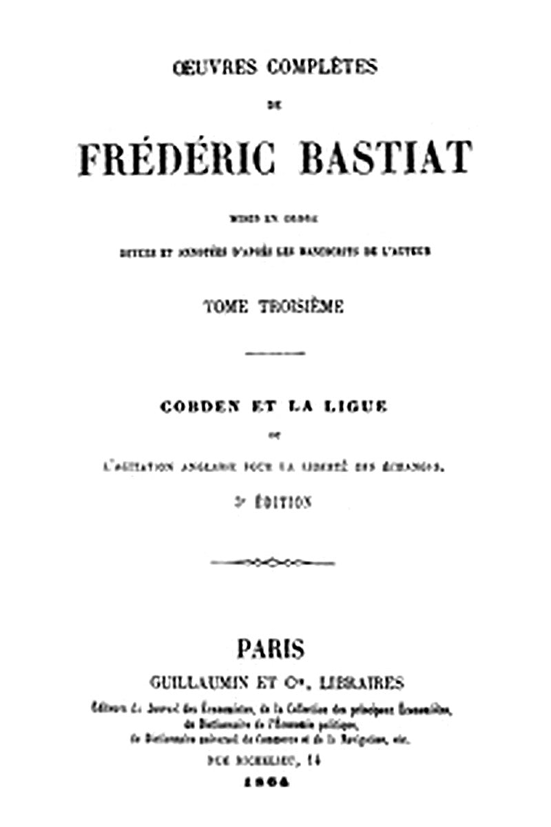Œuvres Complètes de Frédéric Bastiat, tome 3
