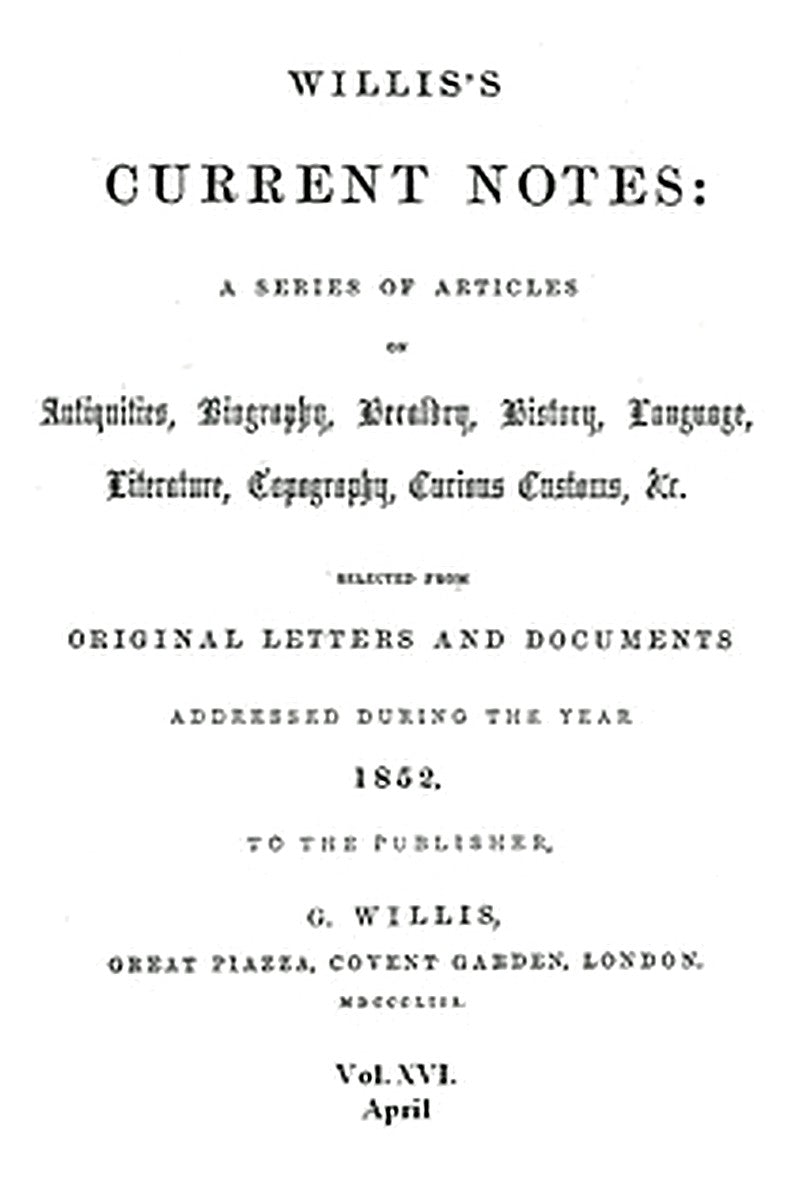 Willis's Current Notes, No. 16, April 1852