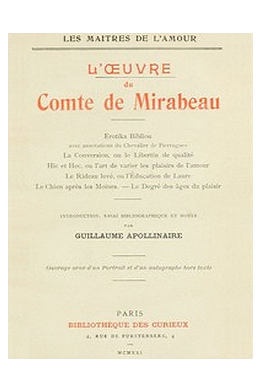 L'oeuvre du comte de Mirabeau