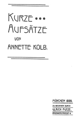 Kurze Aufsätze