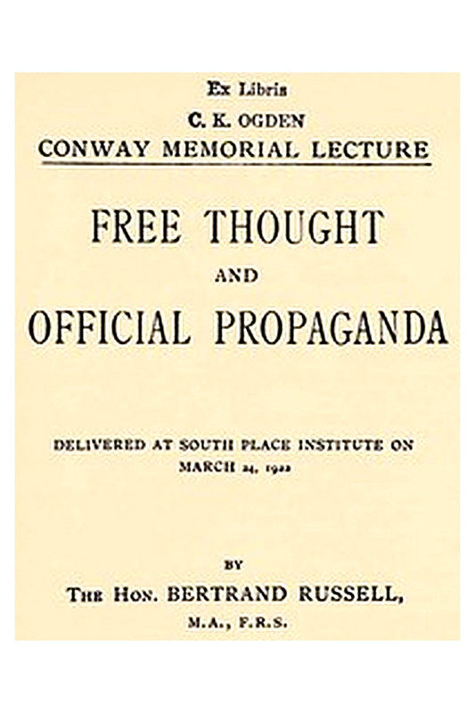 Conway Memorial Lecture: 1922