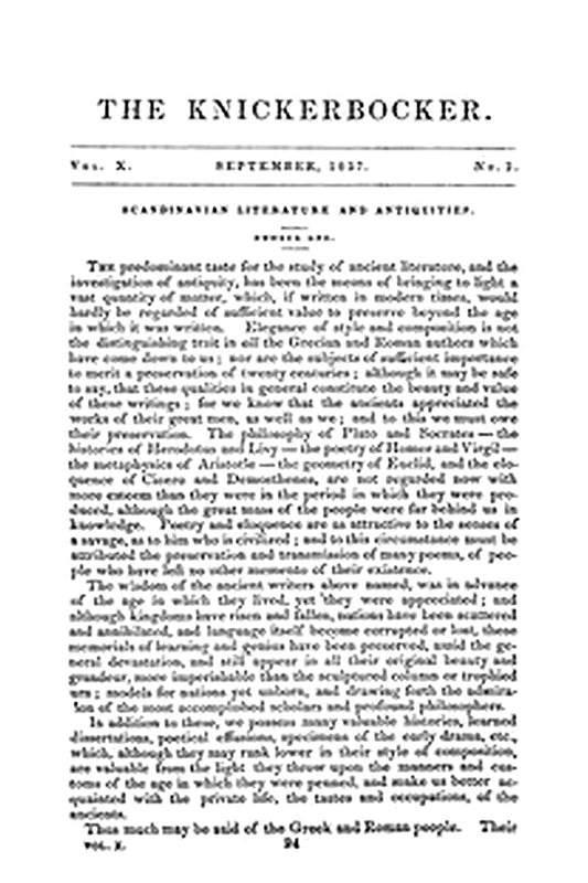 The Knickerbocker, Vol. 10, No. 3, September 1837