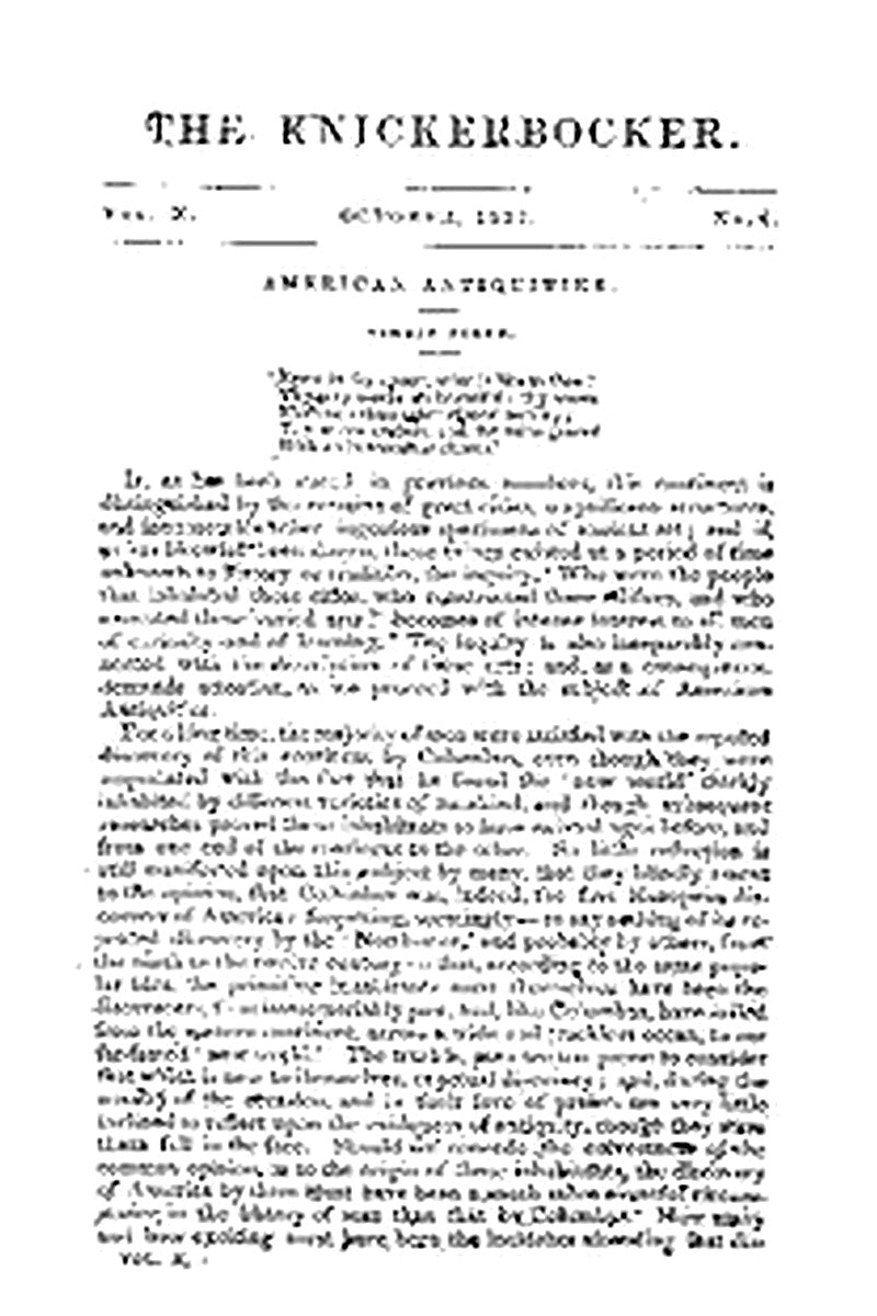 The Knickerbocker, Vol. 10, No. 4, October 1837