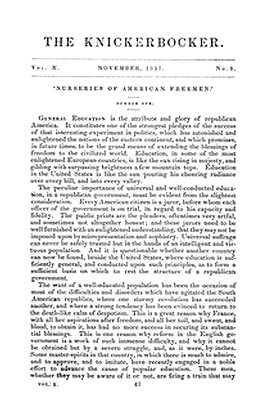 The Knickerbocker, Vol. 10, No. 5, November 1837