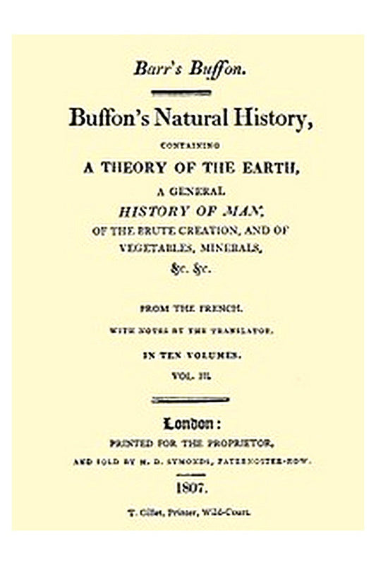 Buffon's Natural History, Volume 03 (of 10)
