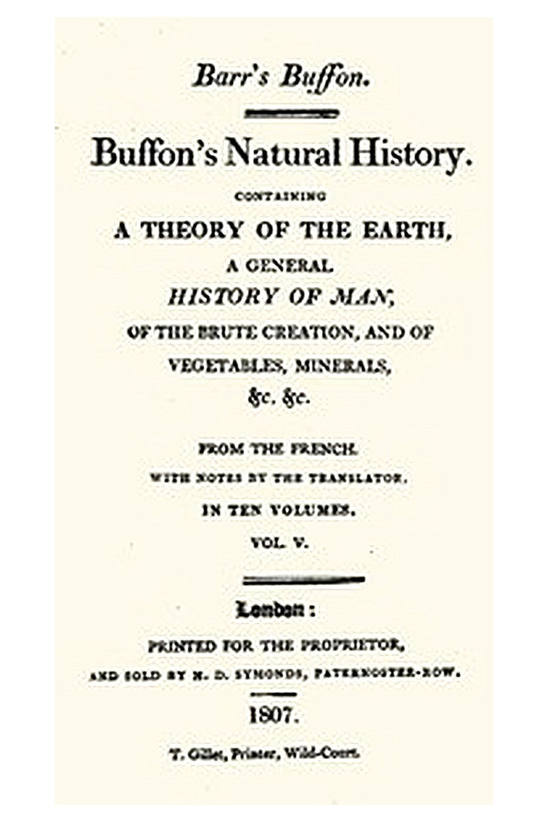 Buffon's Natural History. Volume 05 (of 10)

