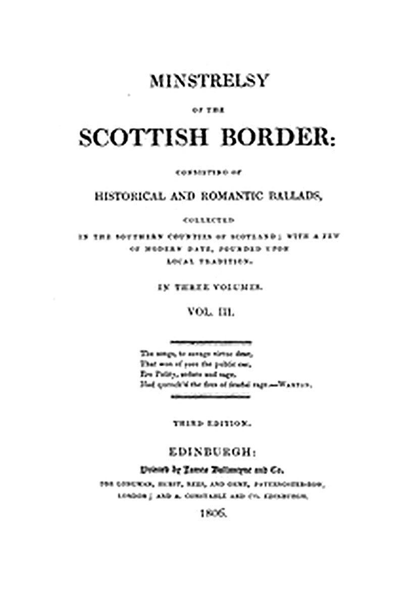 Minstrelsy of the Scottish Border, Volume 3 (of 3)
