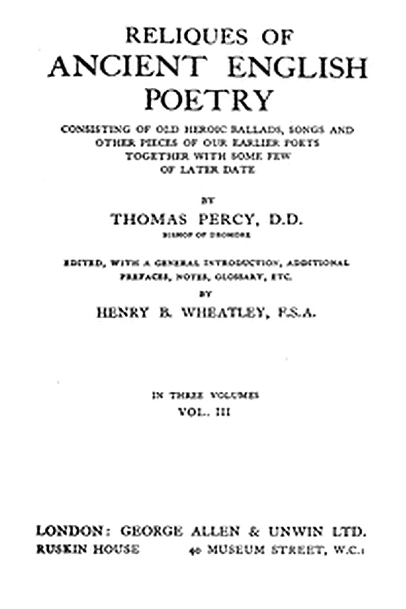 Reliques of Ancient English Poetry, Volume 3 (of 3)
