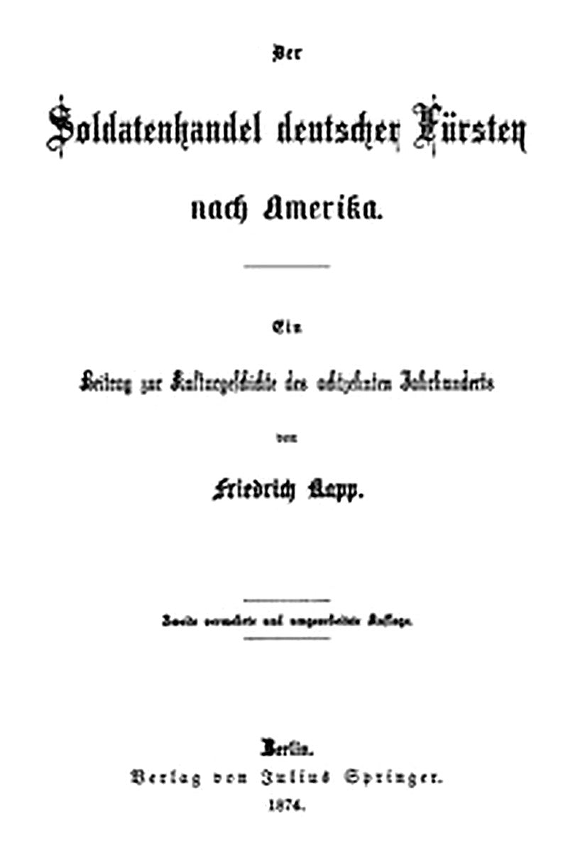 Der Soldatenhandel deutscher Fürsten nach Amerika